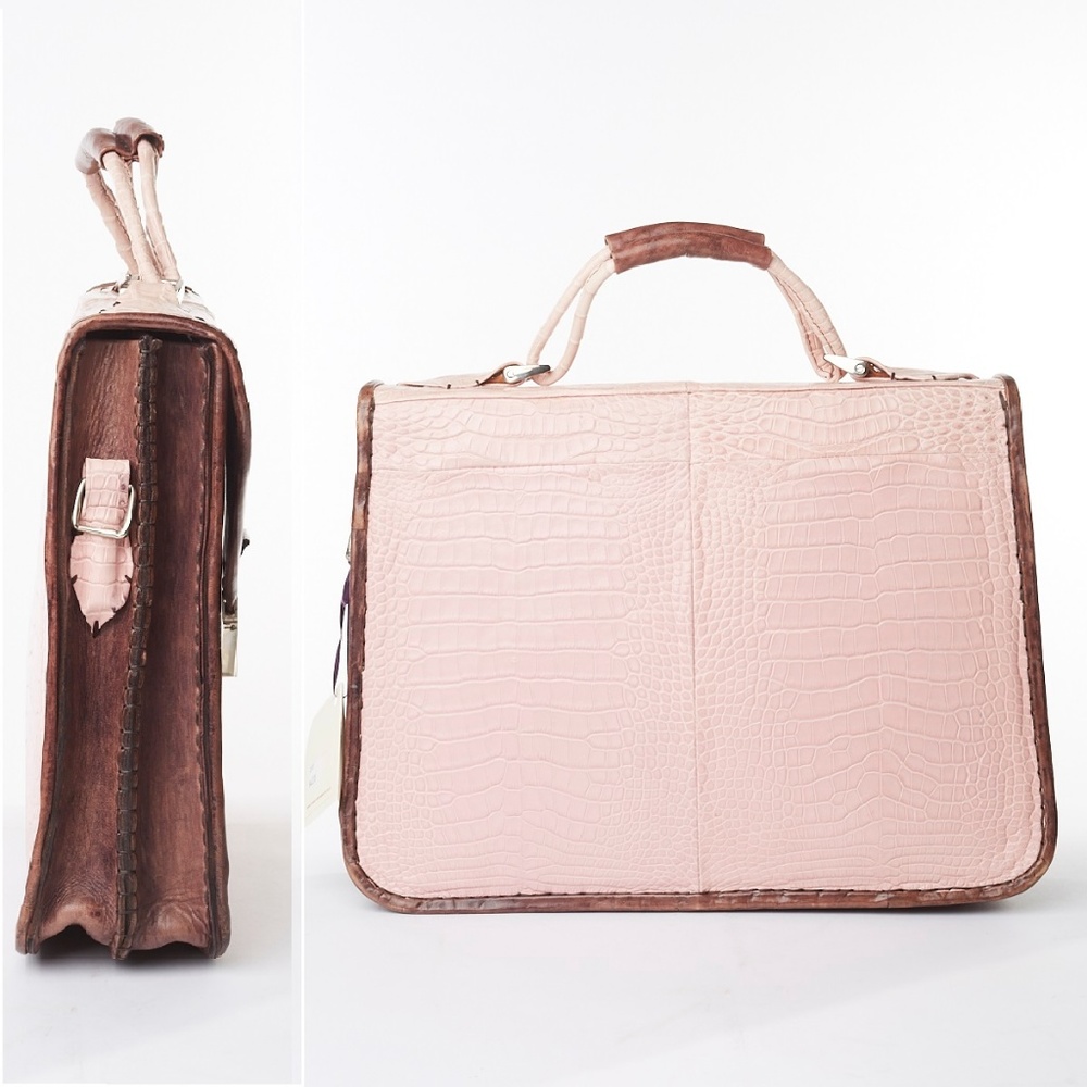 ❌ NWT Massimilano Stanco Leather Pink Briefcase - Picture 5 of 8